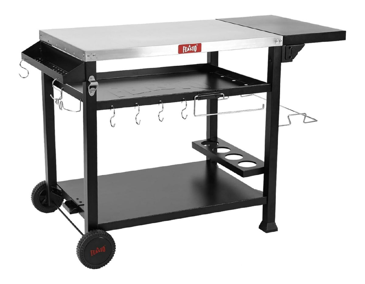 Royal Catering RCSW 3A Servierwagen Kuechenwagen (3 Etagen edelstahl Tragfaehigkeit 150 kg Tablettabstand 28