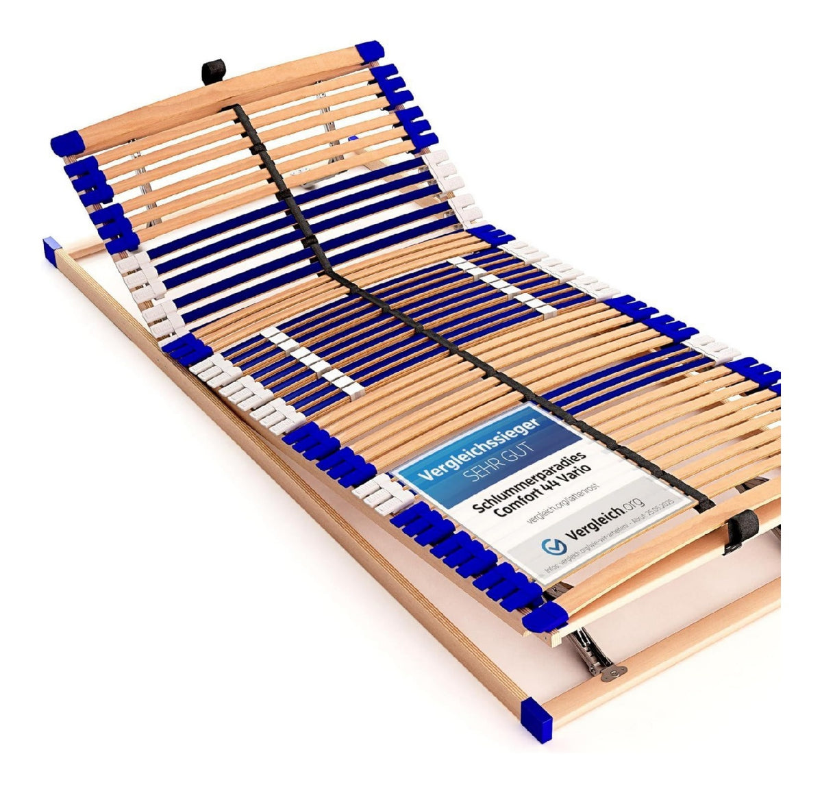 Stabiler Lattenrost 100% - Kopf- und Fussteil verstellbar - SCHULTERFRASUNG Schwarz buche 90x200cm 7 Zonen 44 Federleisten
