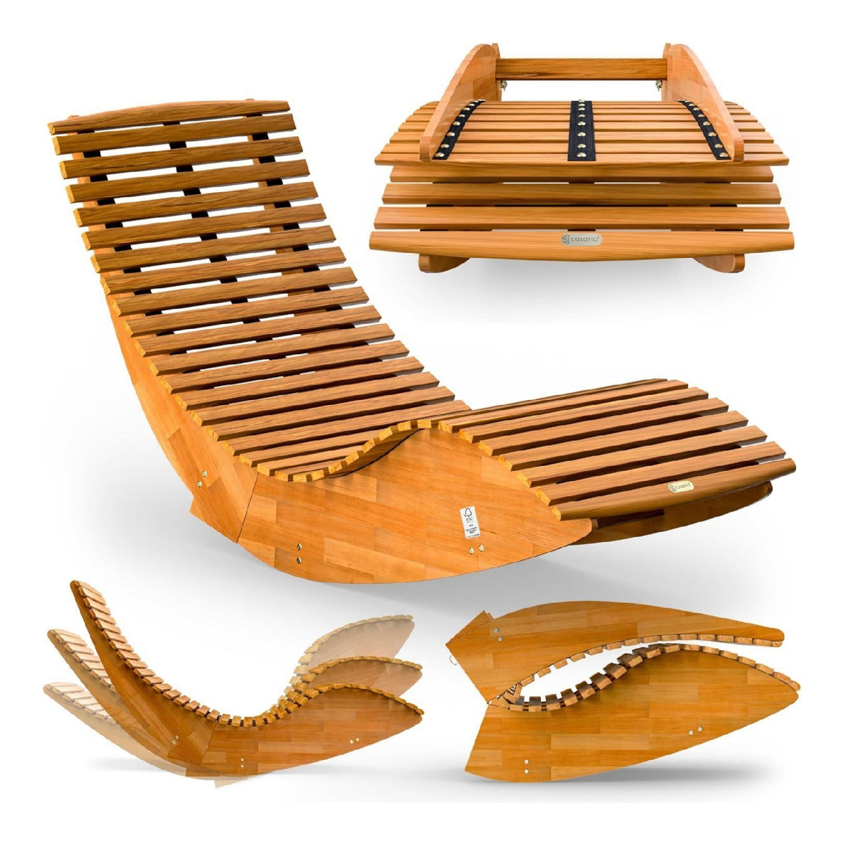 JAVA FSC Akazienholz Faltbare Schaukelliege 160 kg Daybed Outdoor Liegestuhl Schwungliege Wippliege Schwingliege Liegeschaukel Wellnessliege