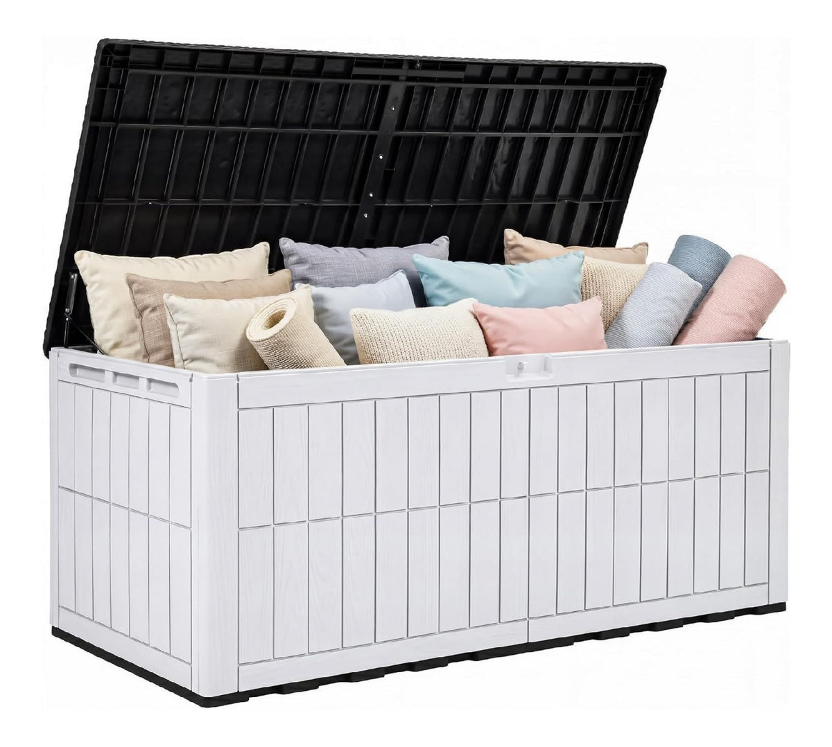 Gartenbox Wasserdicht 450 L anthrazit Vielseitige Auflagenbox Wasserdicht mit Gasdruckfeder Griffen Kunststoff Kissenbox Outdoor