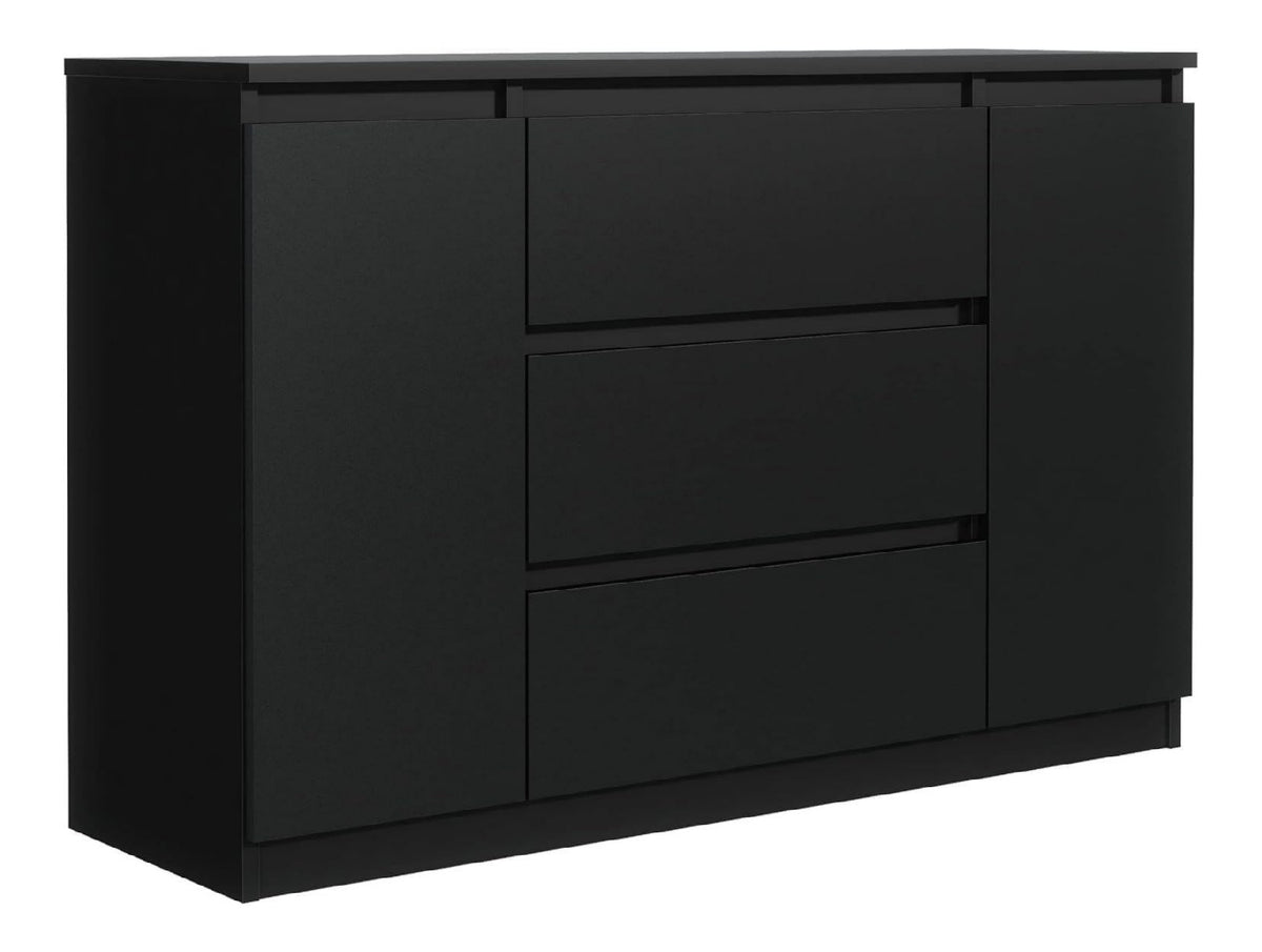 Meble masztalerz Kommode Schwarz matt 4x78 2 Tueren 3 Schubladen 120 cm Kommodenschrank 120