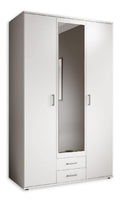 KARL Kleiderschrank 3-tuerig Weiss mit Spiegel 12019555 cm Drehtuerenschrank fuer das Schlafzimmer