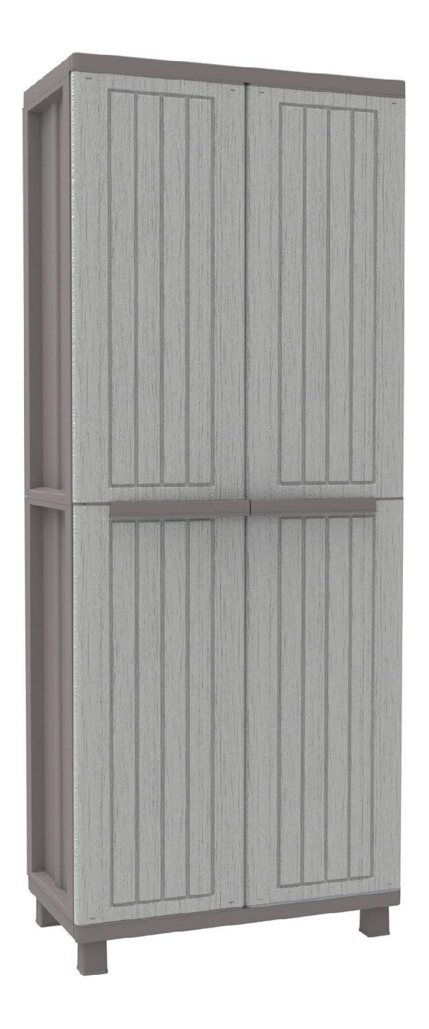 Terry Grau holz 68x37,5x170 cm Jwood 368 Besenschrank mit zwei Tueren in -Optik