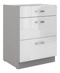 Unterschrank 60 Bianca + Vollauszug Soft-Close Kueche Grau weiss