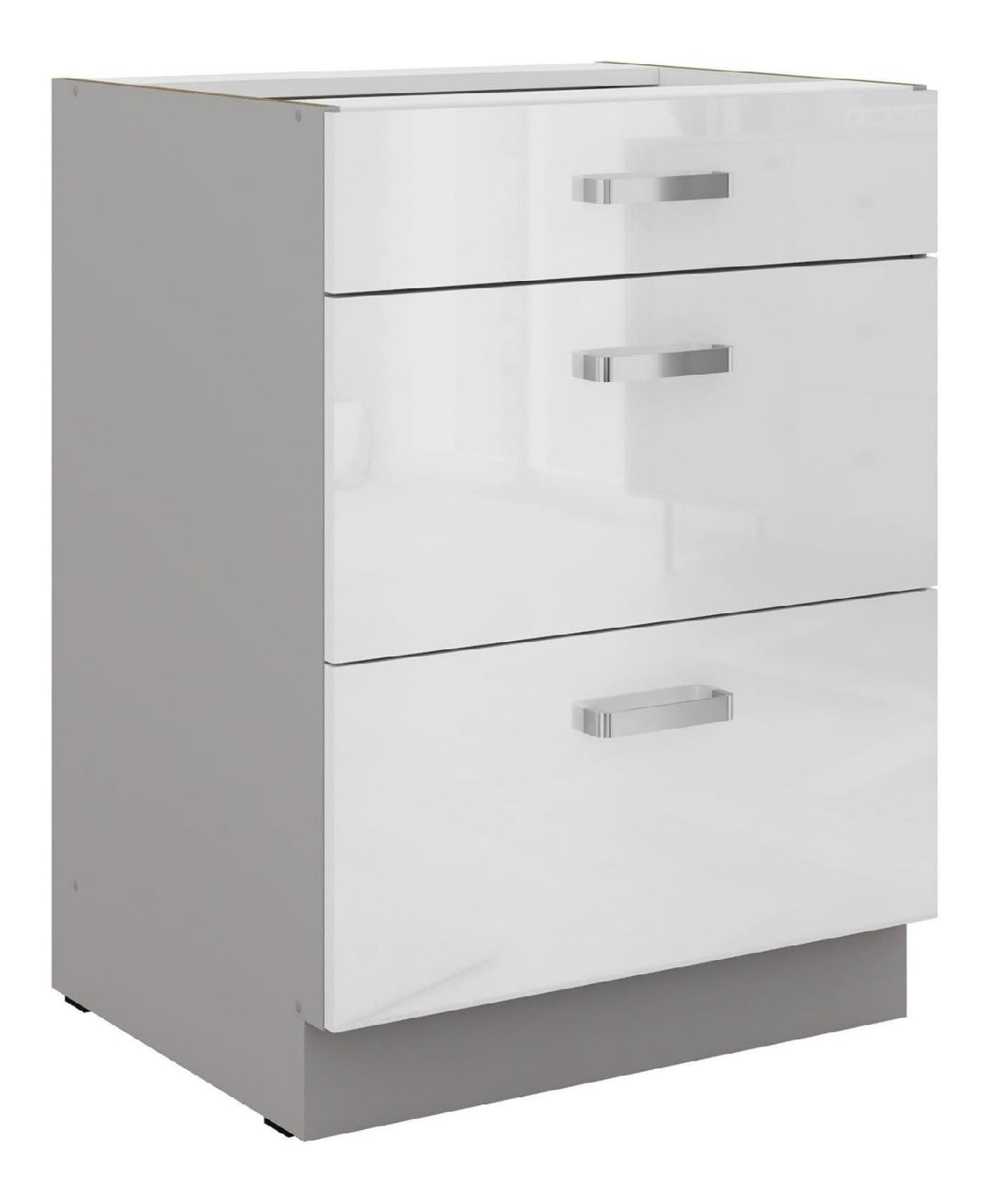 Unterschrank 60 Bianca + Vollauszug Soft-Close Kueche Grau weiss