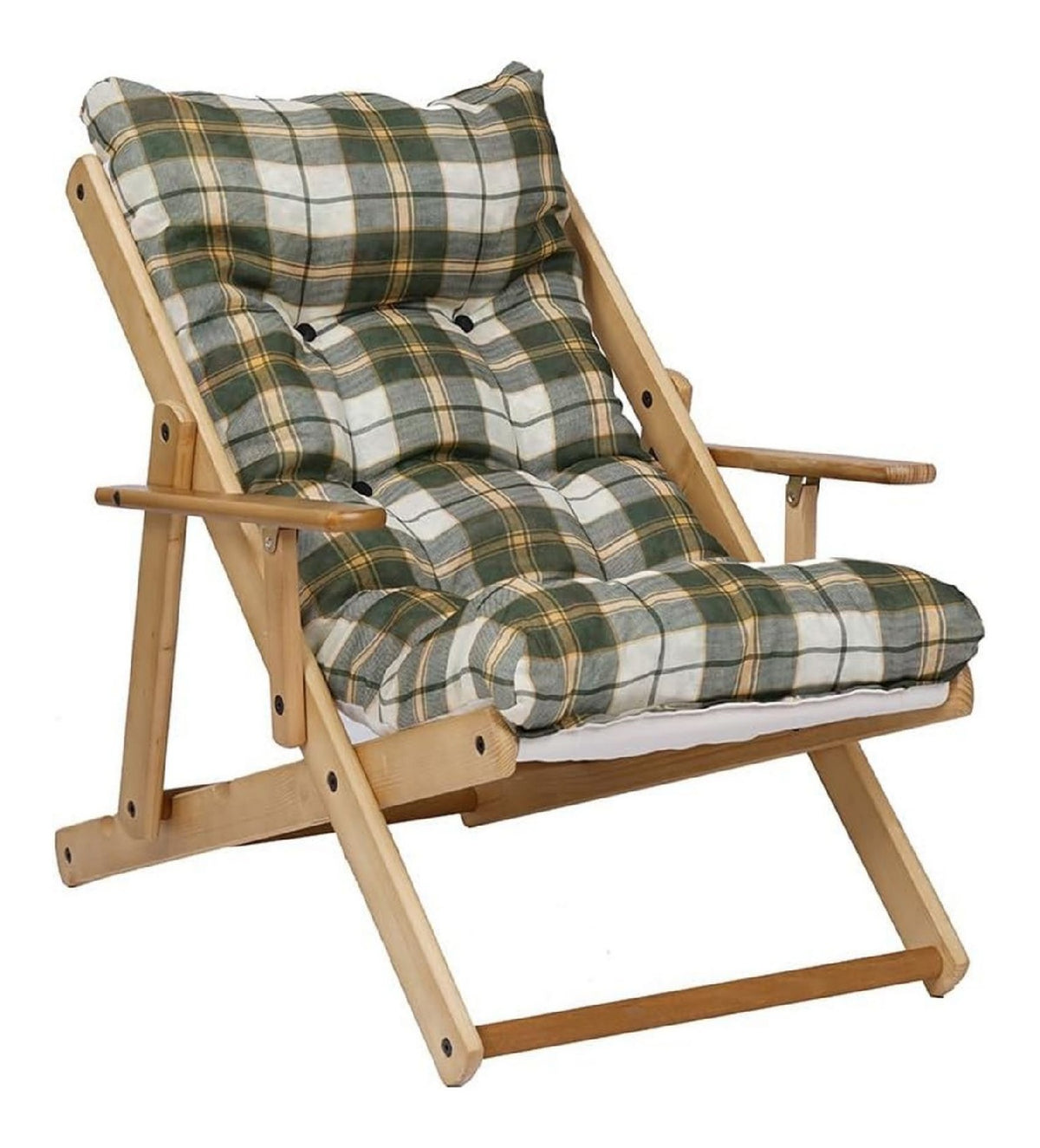 Sessel Relax Liegestuhl 3 Positionen in Klapppolster H 100 cm Farbe als Foto (Scottish ) Gruen holz
