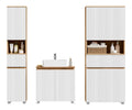 EUGAD Badmoebel Komplettset Weiss 176.5 cm + Braune Holzoptik