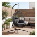 Ya Haengesessel Outdoor mit Gestell Bequemer Haengeschaukel Haengekorb Sessel mit Kissen Auflagepolster fuer Outdoor und Indoor Grau Balkon