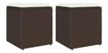 Gartenhocker mit Kissen 2 STK. Poly Braun rattan 40x40x43 cm
