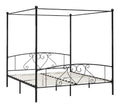 Himmelbett Bett Bettgestell Doppelbett Metallbett Bettrahmen Lattenrost Schlafzimmerbett Schlafzimmermoebel Ehebett Schwarz 180x200cm