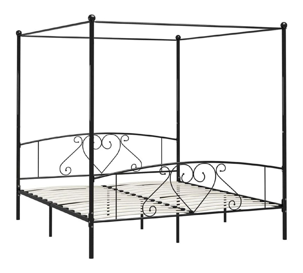 Himmelbett Bett Bettgestell Doppelbett Metallbett Bettrahmen Lattenrost Schlafzimmerbett Schlafzimmermoebel Ehebett Schwarz 180x200cm