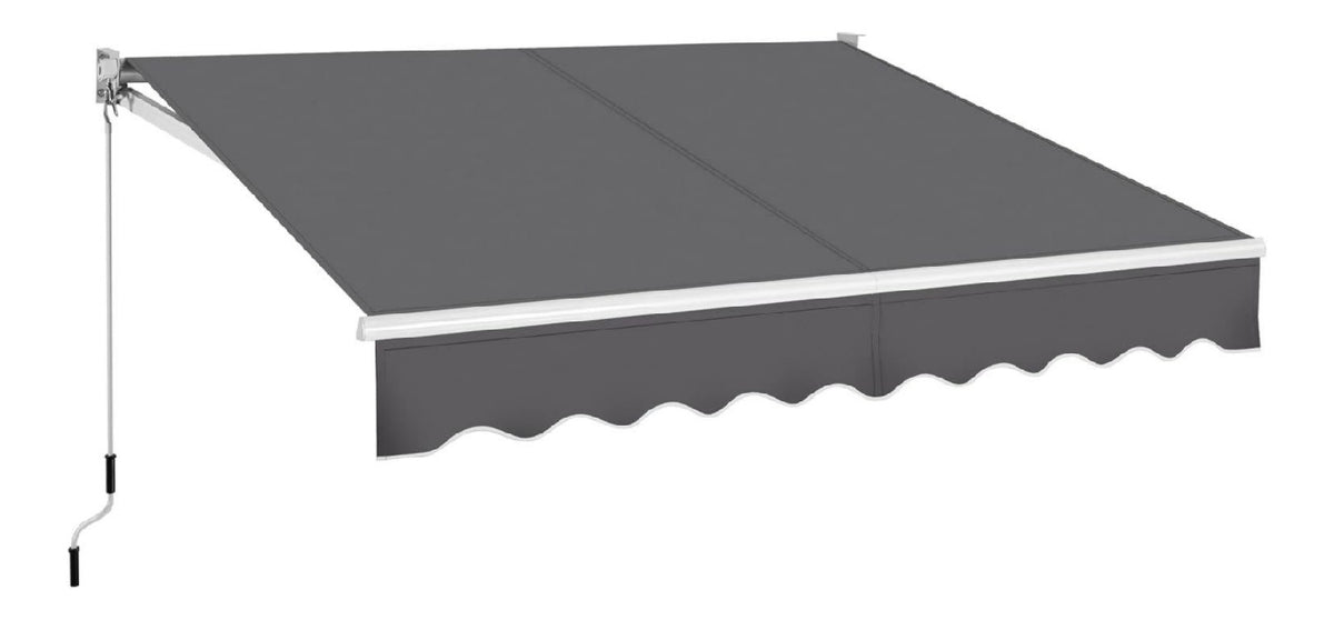 Yaheetech Einziehbare Markise Gelenkarmmarkise mit Handkurbel Sonnenmarkise Winkel Laengeinstellung(5-35) Grau dunkelgrau 250x200 cm Sonnenschutz