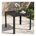 Clevich Gartentisch Wetterfest Schwarz 75x75cm Balkontisch aus Aluminium WPC Quadratischer Terrassentisch Outdoor Esstisch Balkon