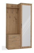 Garderobe mit Spiegel Schrank Flurgarderobe Flurschrank und Schublade Ablage Dielenschrank Kleiderschrank Schuhschrank Haken Garderobenschrank fuer
