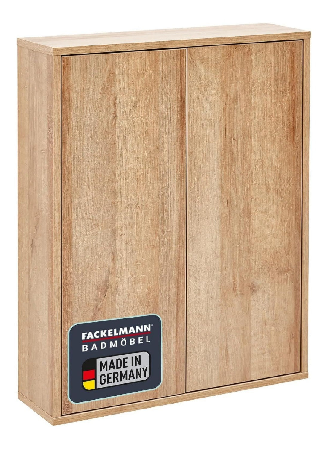 Finn Haengeschrank 60 cm Braun hell Eleganter Schrank in Eichenoptik fuer Baeder und Gaeste WCs mit Push-to-Open Technik