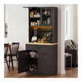 Kuechenschrank mit 4 Tueren Braun weiss Sideboard Mit Schubladen und Tueren verstellbare Ablagen