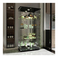 Glasvitrine mit LED Schwarz 164x80,5x36,5cm Vitrinenschrank fuer Sammlung 2 verriegelbare Tueren